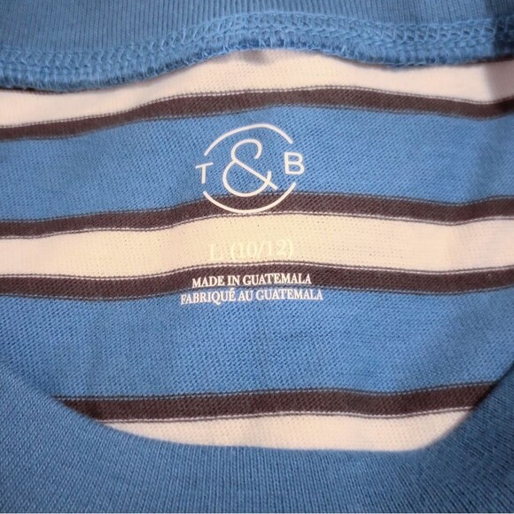 Treasure & Bond Blue Striped Short Sleeve Crop Top Womens - Picture 4 of 4